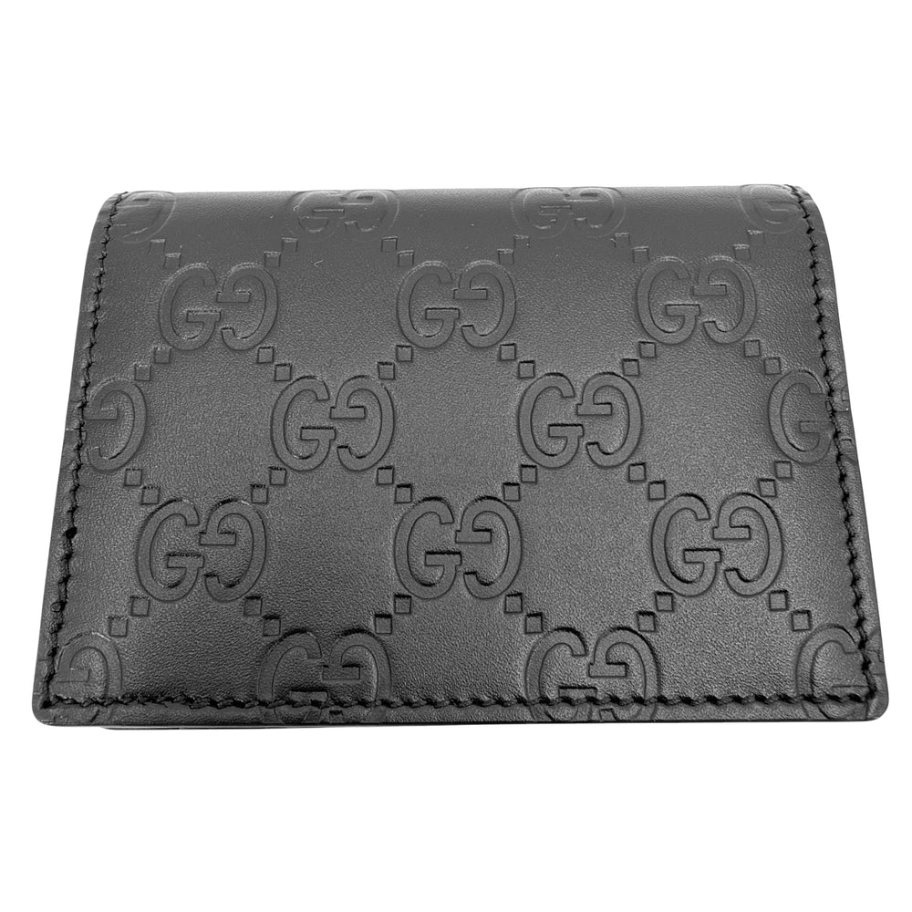 GUCCI グッチ カードケース グッチシマ 名刺入れ パスケース 定期入れ GG 406694 レザー ブラック 黒 メンズ【中古品】