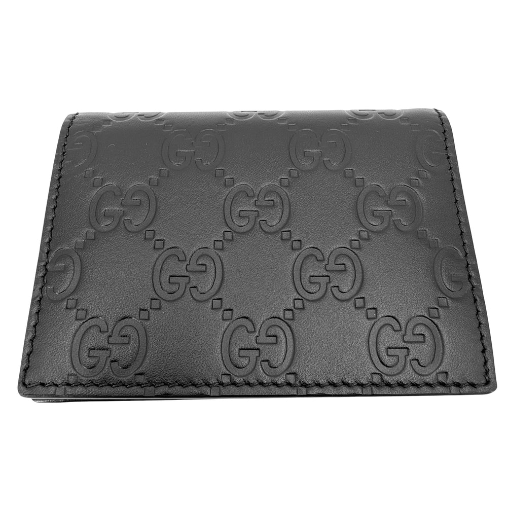 GUCCI グッチ カードケース グッチシマ 名刺入れ パスケース 定期入れ GG 406694 レザー ブラック 黒 メンズ【中古品】