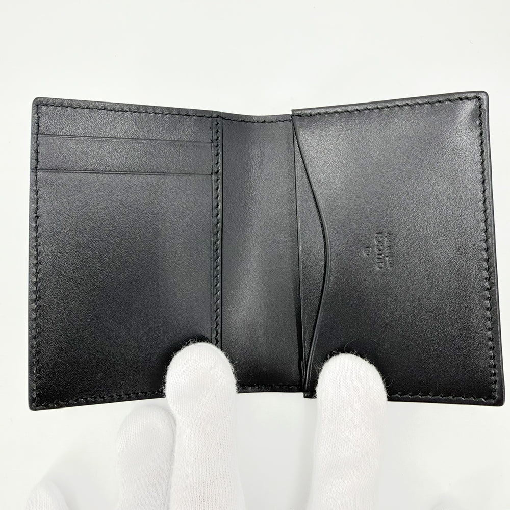 GUCCI グッチ カードケース グッチシマ 名刺入れ パスケース 定期入れ GG 406694 レザー ブラック 黒 メンズ【中古品】