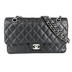CHANEL シャネル ショルダーバッグ マトラッセ25 ダブルチェーン ココマーク ダブルフラップ キャビアスキン ブラック 黒 シルバー金具 レディース【中古品】