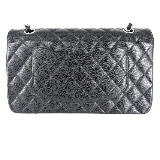 CHANEL シャネル ショルダーバッグ マトラッセ25 ダブルチェーン ココマーク ダブルフラップ キャビアスキン ブラック 黒 シルバー金具 レディース【中古品】