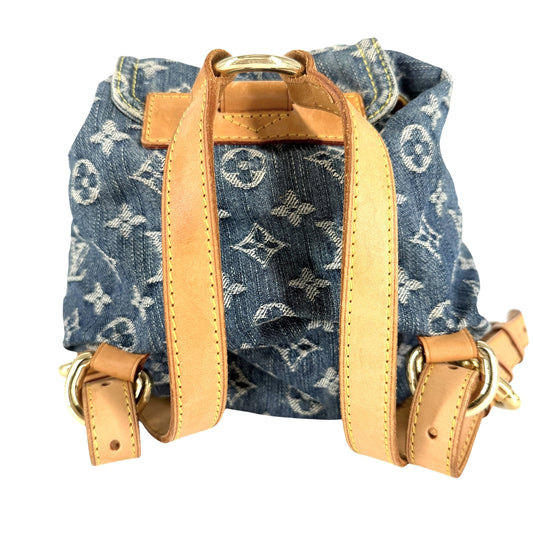 LOUIS VUITTON ルイヴィトン リュック サックアドPM モノグラムデニム バックパック M95057 コットンデニム レザー ブルー 青 ゴールド金具 レディース【中古品】