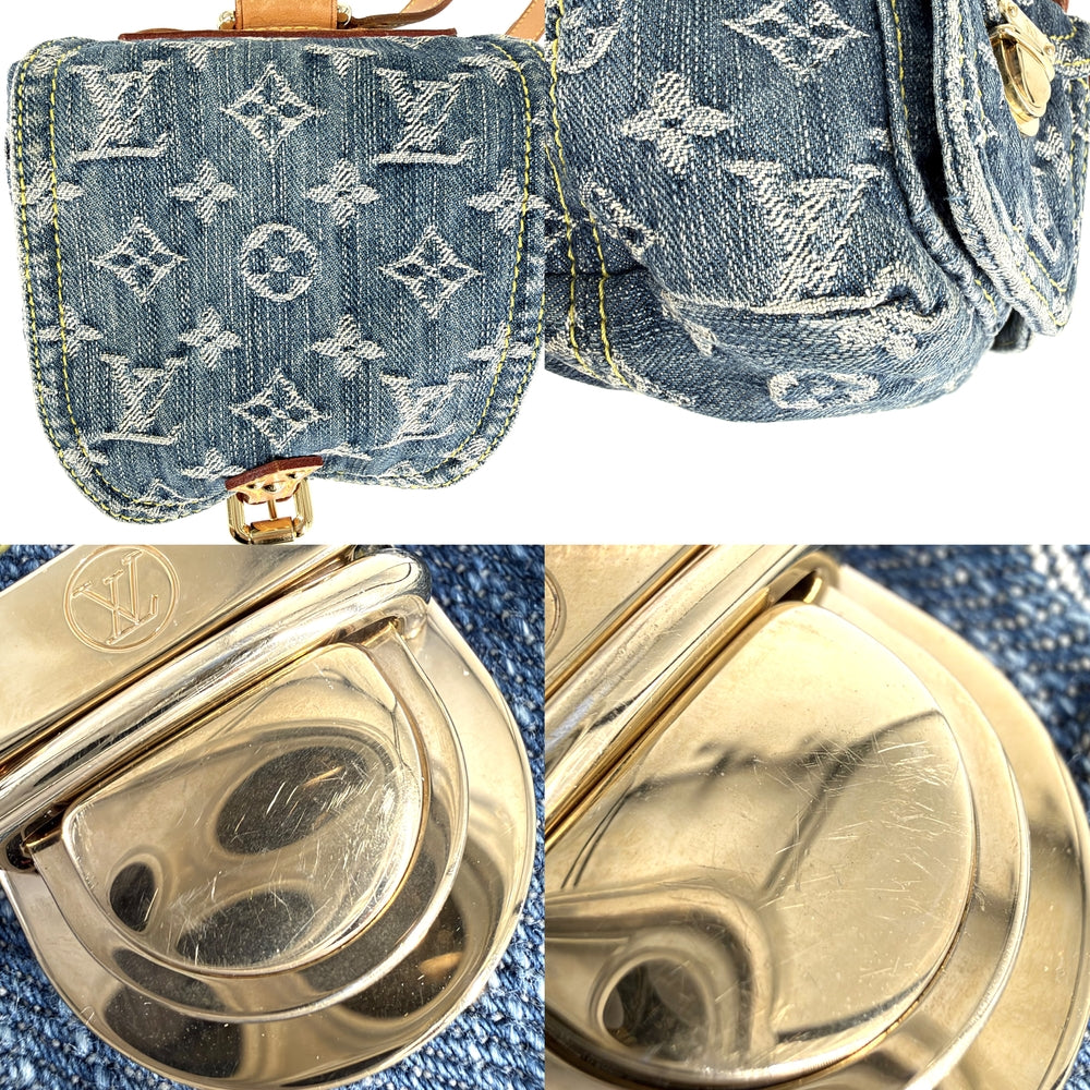 LOUIS VUITTON ルイヴィトン リュック サックアドPM モノグラムデニム バックパック M95057 コットンデニム レザー ブルー 青 ゴールド金具 レディース【中古品】