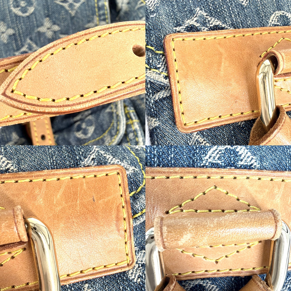 LOUIS VUITTON ルイヴィトン リュック サックアドPM モノグラムデニム バックパック M95057 コットンデニム レザー ブルー 青 ゴールド金具 レディース【中古品】