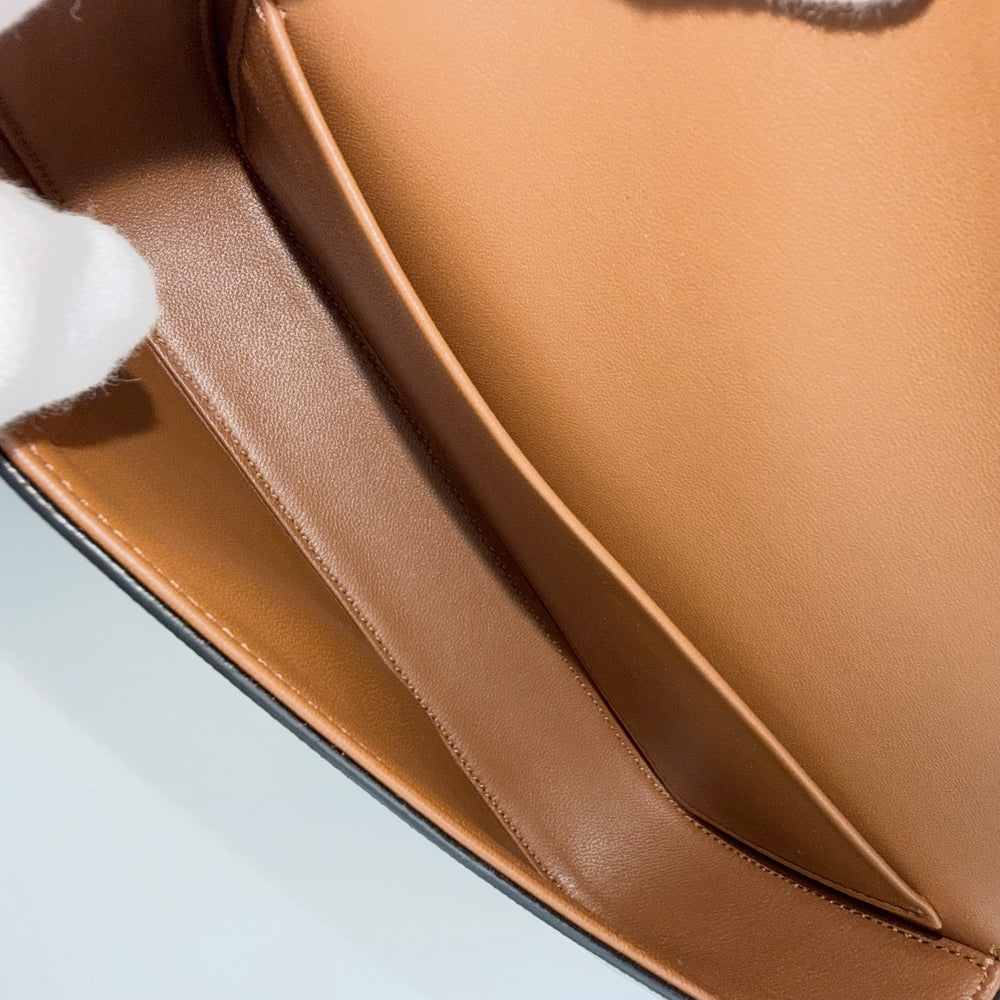 CELINE セリーヌ ショルダーバッグ トリオンフ チェーン ミニバッグ PVCコーティングキャンバス レザー ブラウン 茶 ゴールド金具 レディース【中古品】