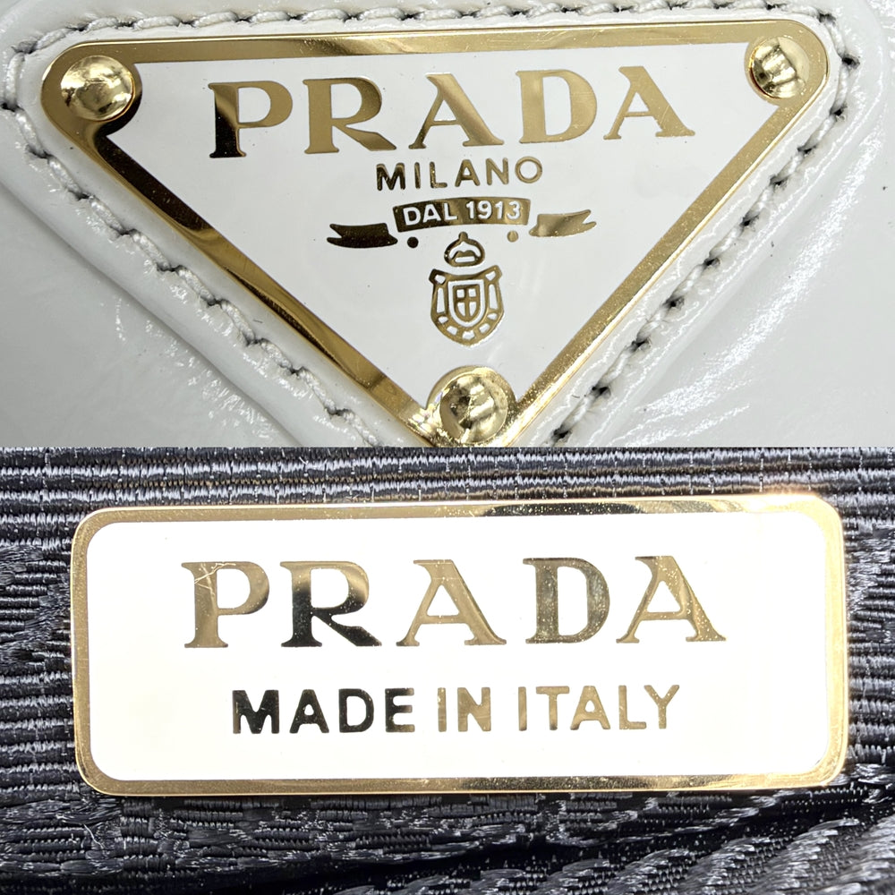 PRADA プラダ 2WAY ボニーミディアム ハンドバッグ ショルダーバッグ トライアングルロゴ トートバッグ レザー オフホワイト ゴールド金具 レディース【中古品】