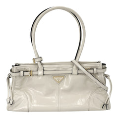 PRADA プラダ 2WAY ボニーミディアム ハンドバッグ ショルダーバッグ トライアングルロゴ トートバッグ レザー オフホワイト ゴールド金具 レディース【中古品】