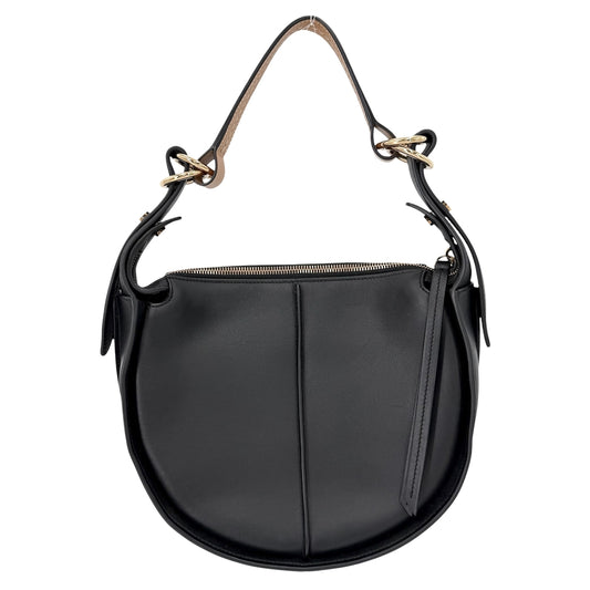 TOD’S トッズ ハンドバッグ Tタイムレス ホーボー ショルダーバッグ レザー ブラック 黒 ゴールド金具 レディース【中古品】