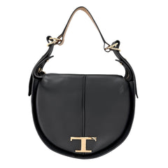 TOD’S トッズ ハンドバッグ Tタイムレス ホーボー ショルダーバッグ レザー ブラック 黒 ゴールド金具 レディース【中古品】