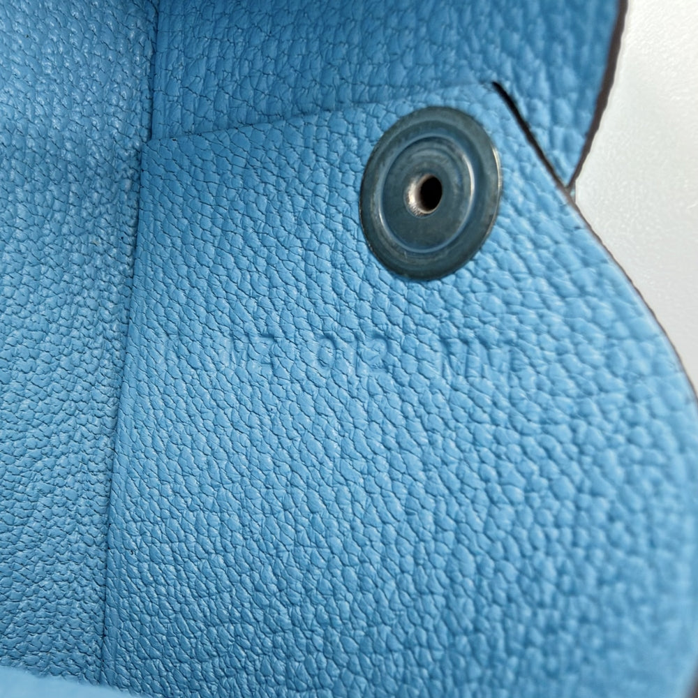 HERMES エルメス カードケース カルヴィ コインケース 名刺入れ 小銭入れ 小物 Ｋ刻印 レザー ライトブルー シルバー金具 メンズ 2025年【中古品】