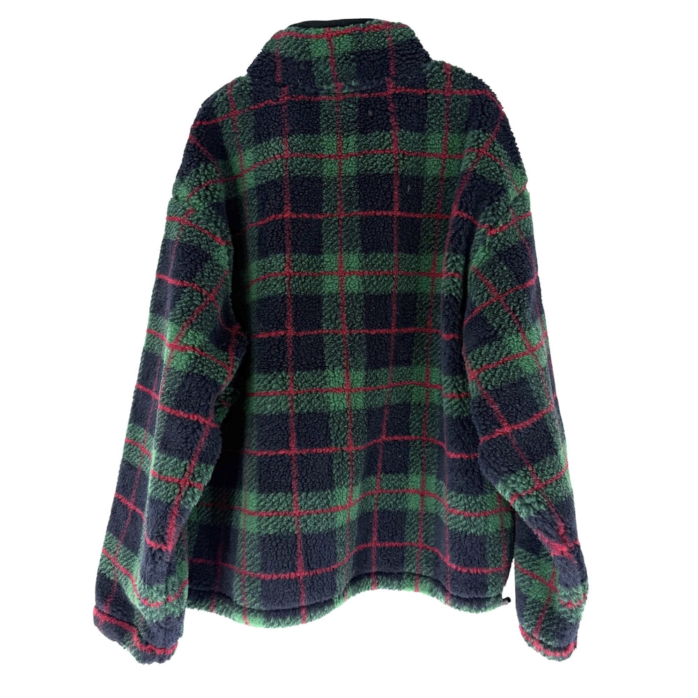 MIUMIU ミュウミュウ ブルゾン チェック フリース テディジッパージャケット アウター 服 S MJL042 グリーン 緑 ネイビー 紺 秋 冬 ポリエステル ウール レディース【中古品】