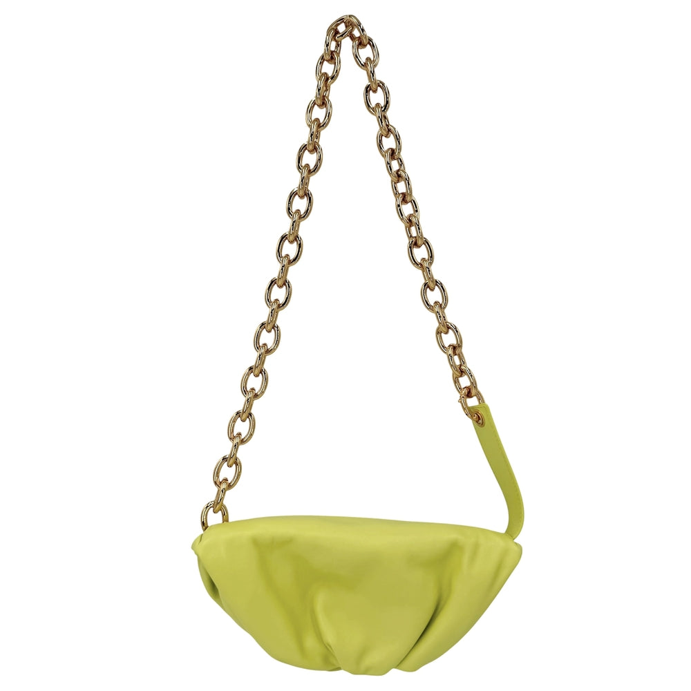 BOTTEGAVENETA ボッテガヴェネタ ショルダーバッグ ザ ポーチ チェーン 鞄 かばん レザー イエロー ゴールド金具 レディース【中古品】