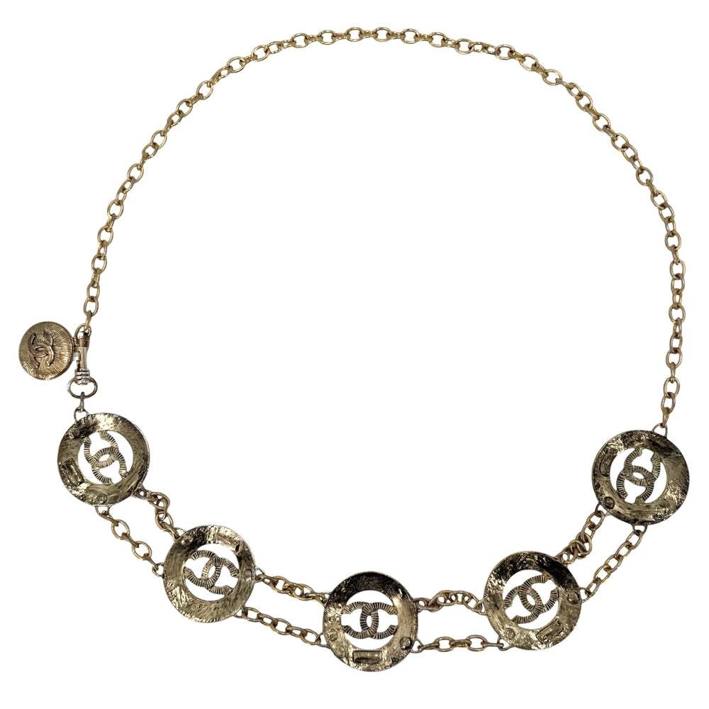 CHANEL シャネル ベルト メダル チェーンベルト ファッションアイテム 小物 ココマーク GP ラインストーン ゴールド マルチカラー レディース【中古品】