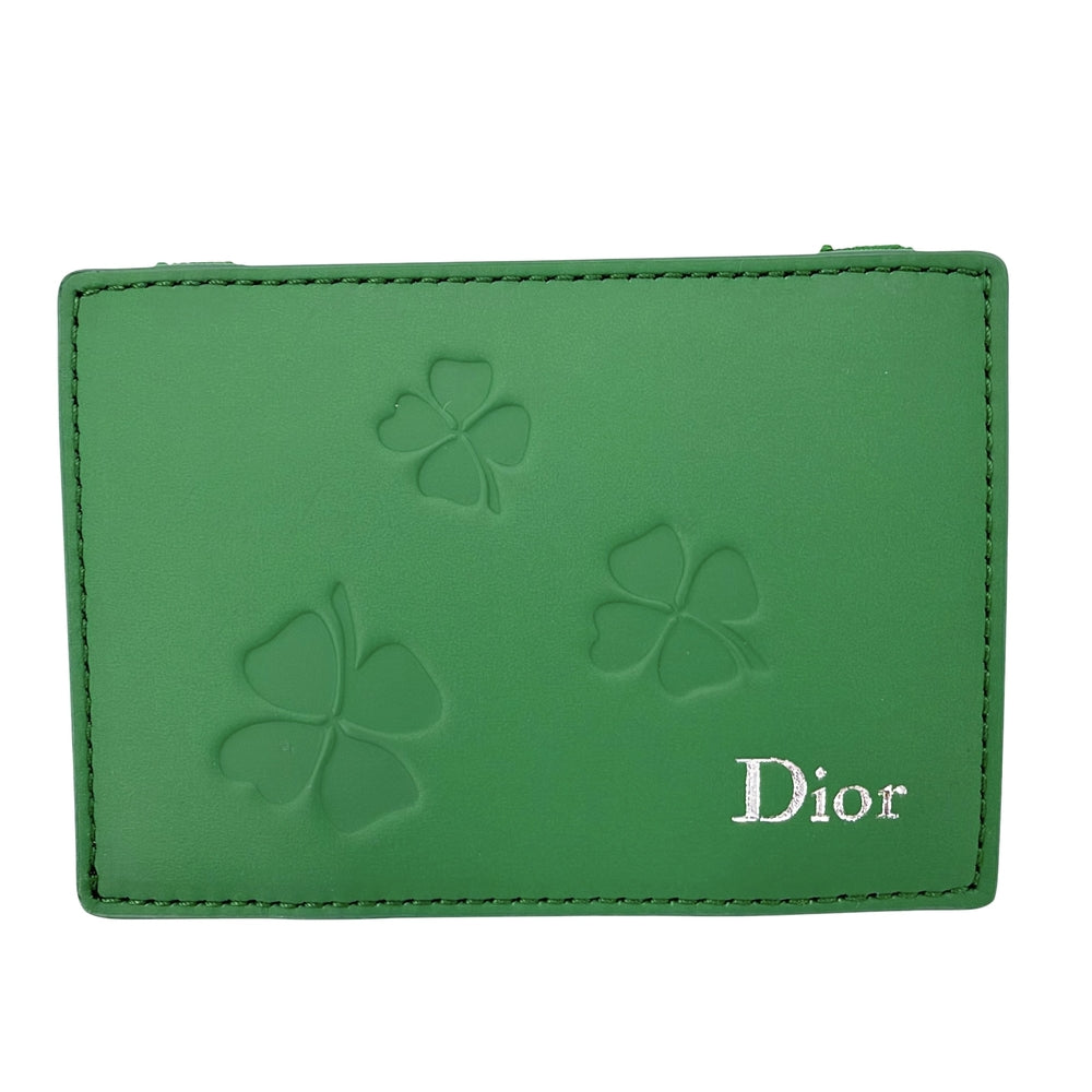 Dior ディオール カードケース クローバー マジックウォレット オブリーク パスケース 小物 2ESCH197TRF レザー グリーン 緑 メンズ【中古品】