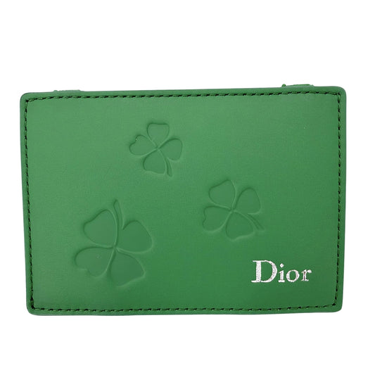 Dior ディオール カードケース クローバー マジックウォレット オブリーク パスケース 小物 2ESCH197TRF レザー グリーン 緑 メンズ【中古品】