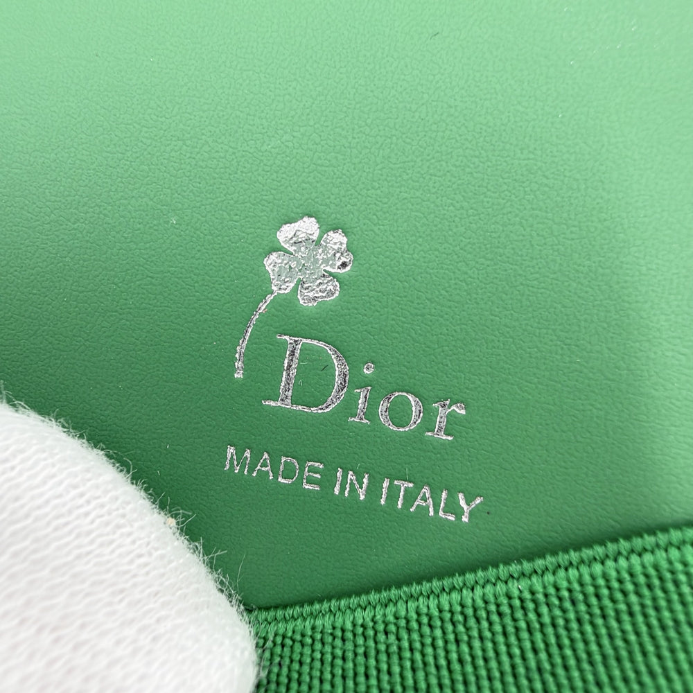 Dior ディオール カードケース クローバー マジックウォレット オブリーク パスケース 小物 2ESCH197TRF レザー グリーン 緑 メンズ【中古品】