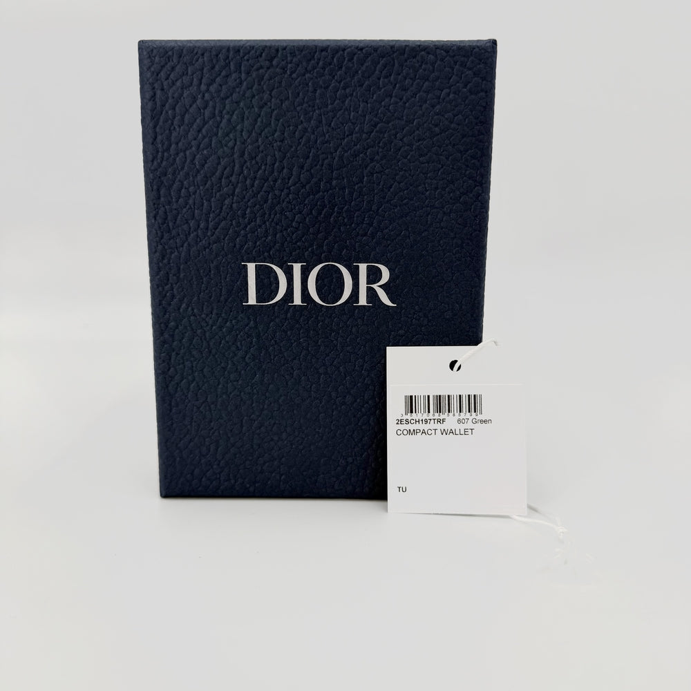 Dior ディオール カードケース クローバー マジックウォレット オブリーク パスケース 小物 2ESCH197TRF レザー グリーン 緑 メンズ【中古品】