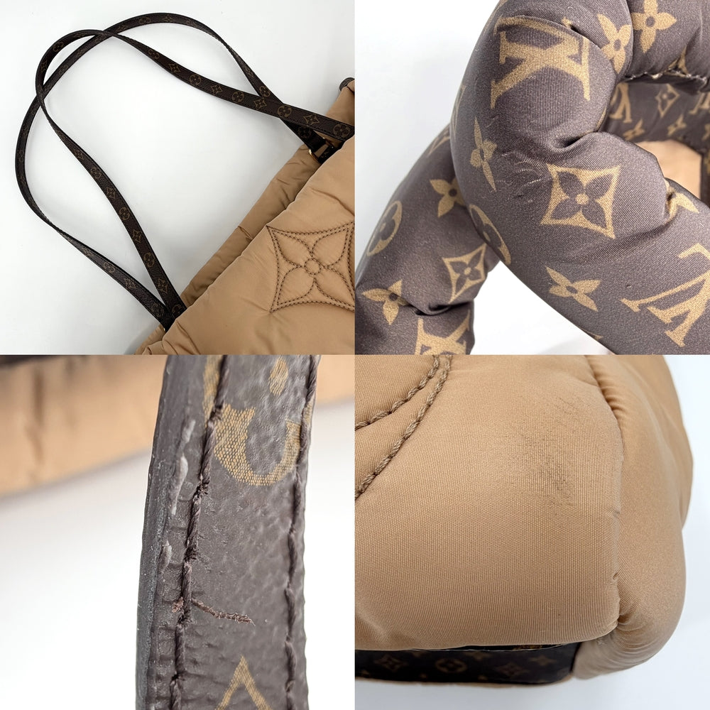 LOUIS VUITTON ルイヴィトン 2WAY モノグラム リサイクルナイロン LVピロー オンザゴー M59007 ナイロン PVC ベージュ ブラウン 茶 ゴールド金具 レディース【中古品】