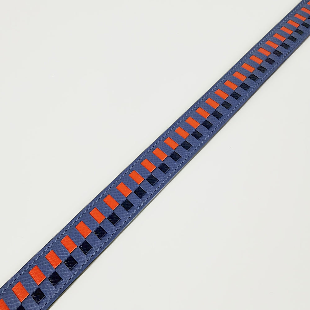 HERMES エルメス ファッション雑貨 ショルダーストラップ バンドリエール トレサージュ ドゥ キュイール C刻印 ブルー 青 レッド 赤 ゴールド金具 ユニセックス 2018年【中古品】