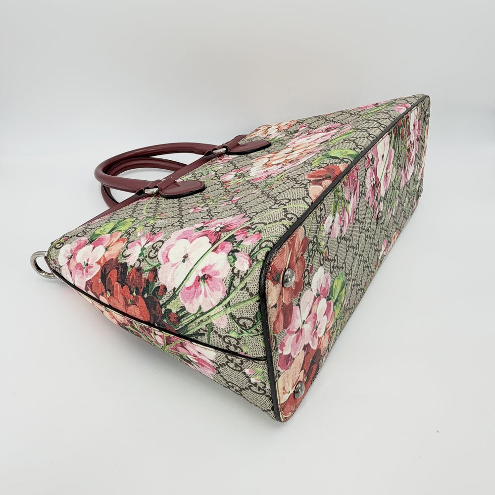 GUCCI グッチ 2WAY GGブルームス 日本限定 ハンドバッグ ショルダーバッグ 花柄 フラワー 409533 GGスプリームキャンバス レザー ピンク ベージュ シルバー金具 レディース【中古品】