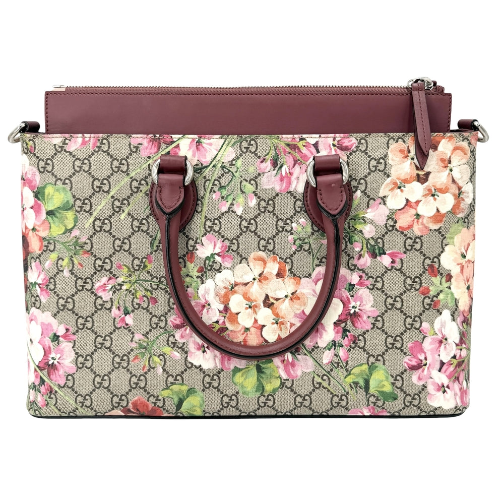GUCCI グッチ 2WAY GGブルームス 日本限定 ハンドバッグ ショルダーバッグ 花柄 フラワー 409533 GGスプリームキャンバス レザー ピンク ベージュ シルバー金具 レディース【中古品】