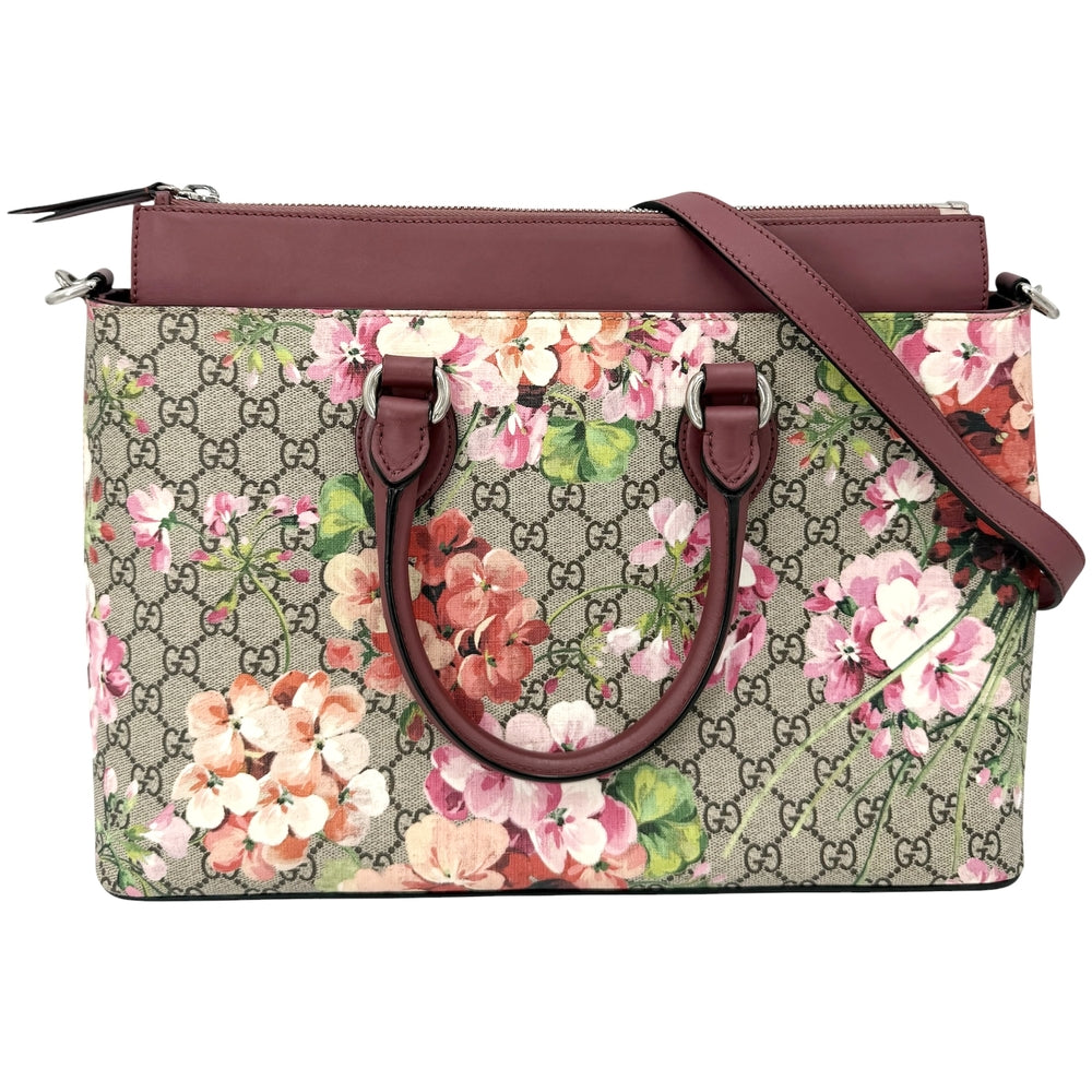 GUCCI グッチ 2WAY GGブルームス 日本限定 ハンドバッグ ショルダーバッグ 花柄 フラワー 409533 GGスプリームキャンバス レザー ピンク ベージュ シルバー金具 レディース【中古品】