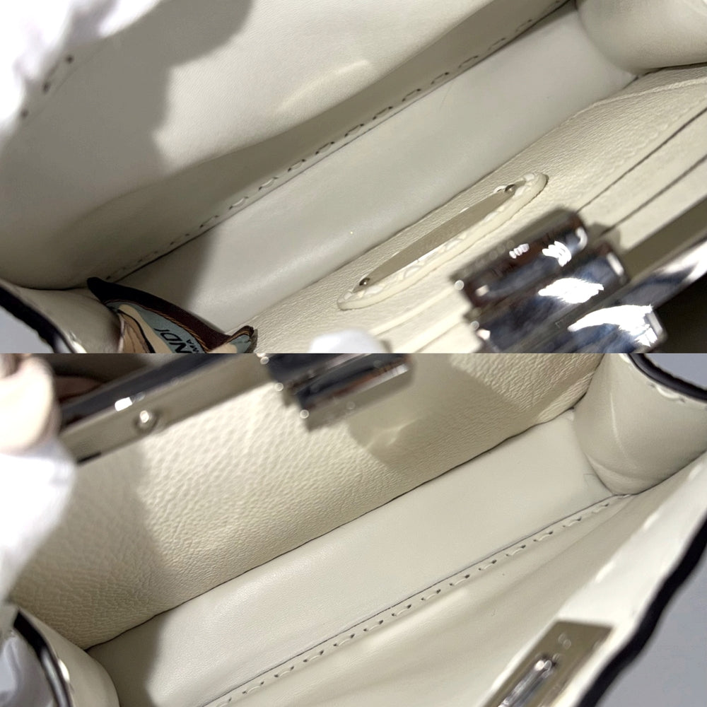 FENDI フェンディ 2WAY ピーカブー セレリア ハンドバッグ ショルダーバッグ スモール スカーフ付 8BN327 レザー ホワイト 白 シルバー金具 レディース【中古品】