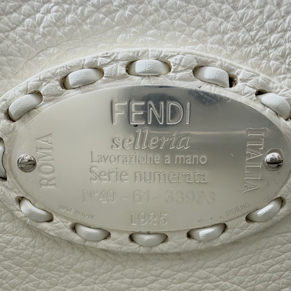 FENDI フェンディ 2WAY ピーカブー セレリア ハンドバッグ ショルダーバッグ スモール スカーフ付 8BN327 レザー ホワイト 白 シルバー金具 レディース【中古品】