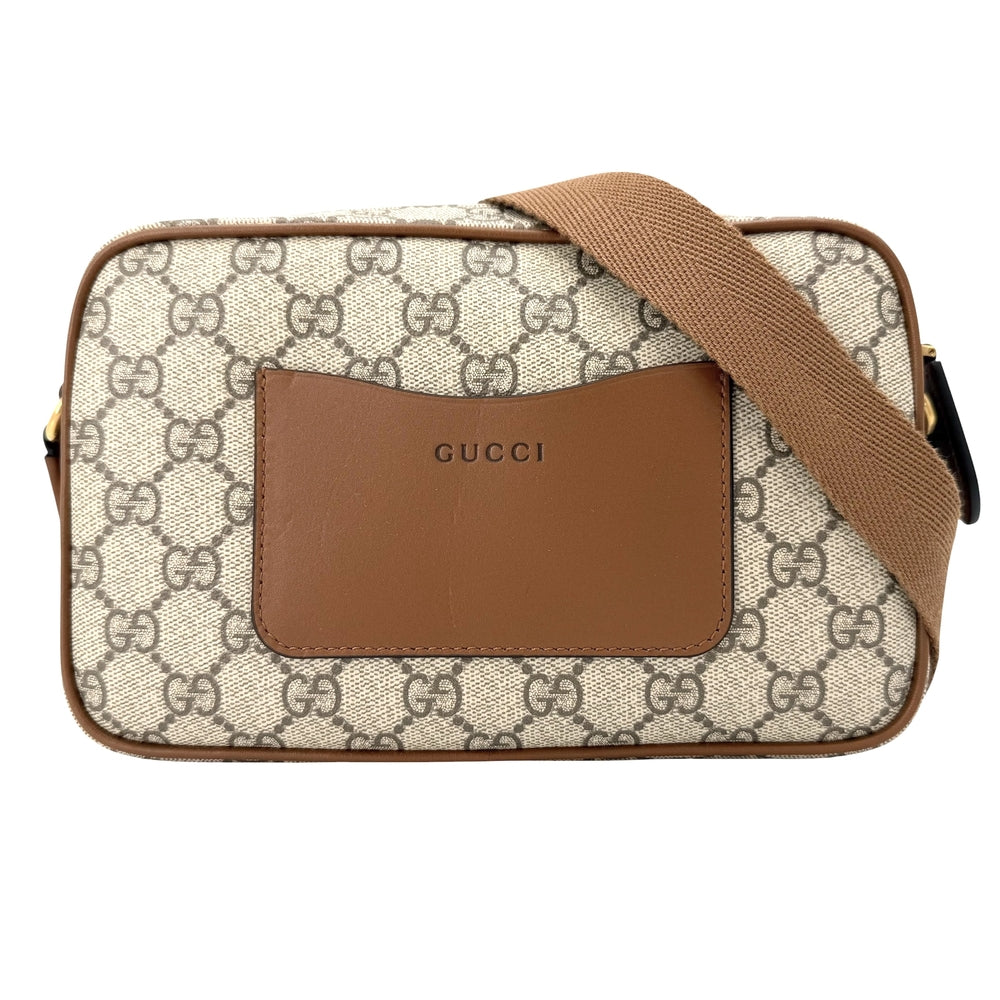 GUCCI グッチ ショルダーバッグ GGエンブレム ミニショルダーバッグ 821216 GGスプリームキャンバス レザー ベージュ ブラウン 茶 ゴールド金具 レディース【中古品】