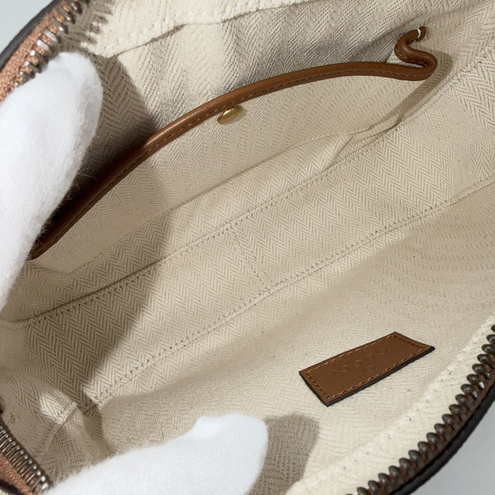 GUCCI グッチ ショルダーバッグ GGエンブレム ミニショルダーバッグ 821216 GGスプリームキャンバス レザー ベージュ ブラウン 茶 ゴールド金具 レディース【中古品】