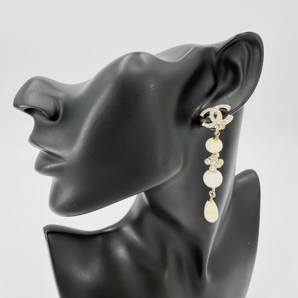 CHANEL シャネル ピアス ココマーク アクセサリー GP ラインストーン C23A レディース 約13.3g 2023年【中古品】