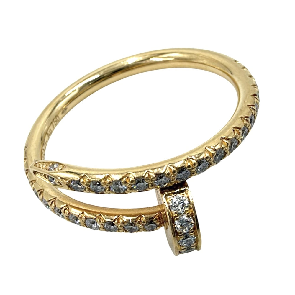 CARTIER カルティエ 指輪 ジュストアンクル リング アクセサリー ジュエリー セミパヴェ 18金YG Au750 釘 48サイズ K18イエローゴールド ダイヤモンド 約8号 レディース 約2.8g【中古品】