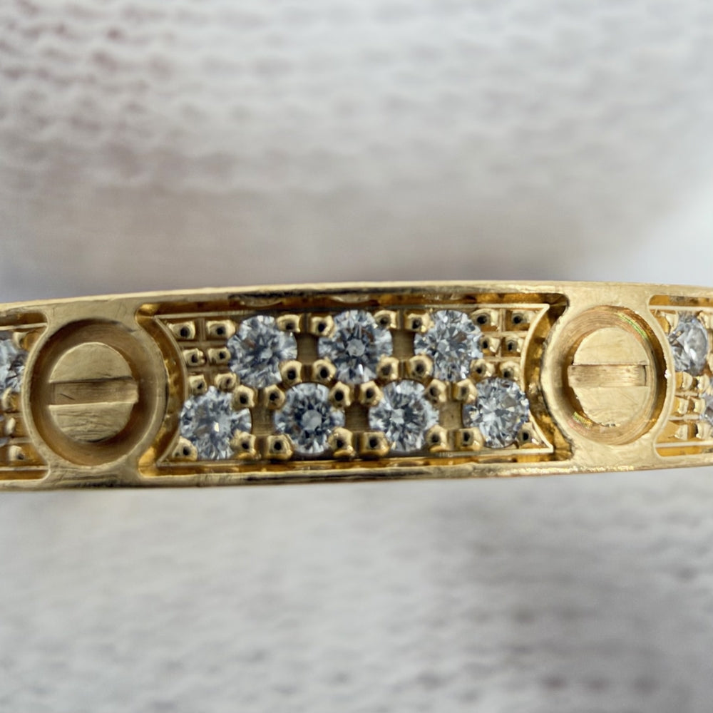 CARTIER カルティエ 指輪 ミニラブリング パヴェ ジュエリー アクセサリー LOVE 18金YG Au750 49サイズ K18イエローゴールド ダイヤモンド 約8.5号 レディース 約2.0g【中古品】