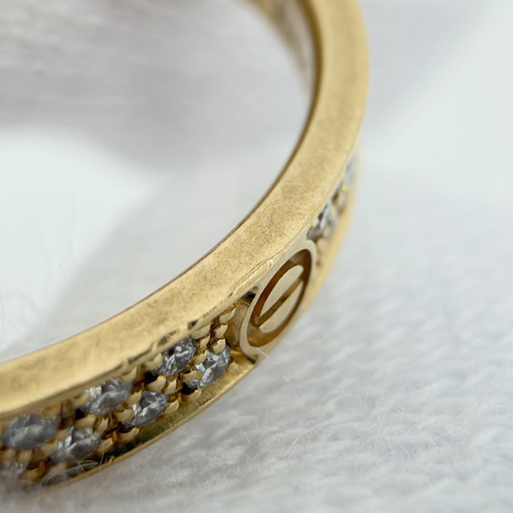 CARTIER カルティエ 指輪 ミニラブリング パヴェ ジュエリー アクセサリー LOVE 18金YG Au750 49サイズ K18イエローゴールド ダイヤモンド 約8.5号 レディース 約2.0g【中古品】