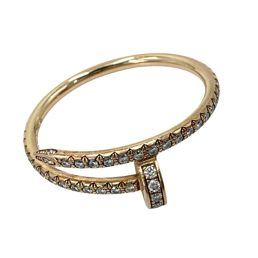 CARTIER カルティエ 指輪 ジュストアンクル リング アクセサリー ジュエリー セミパヴェ 18金PG Au750 釘 61サイズ K18ピンクゴールド ダイヤモンド 約21号 ゴールド レディース 約3.2g【中古品】
