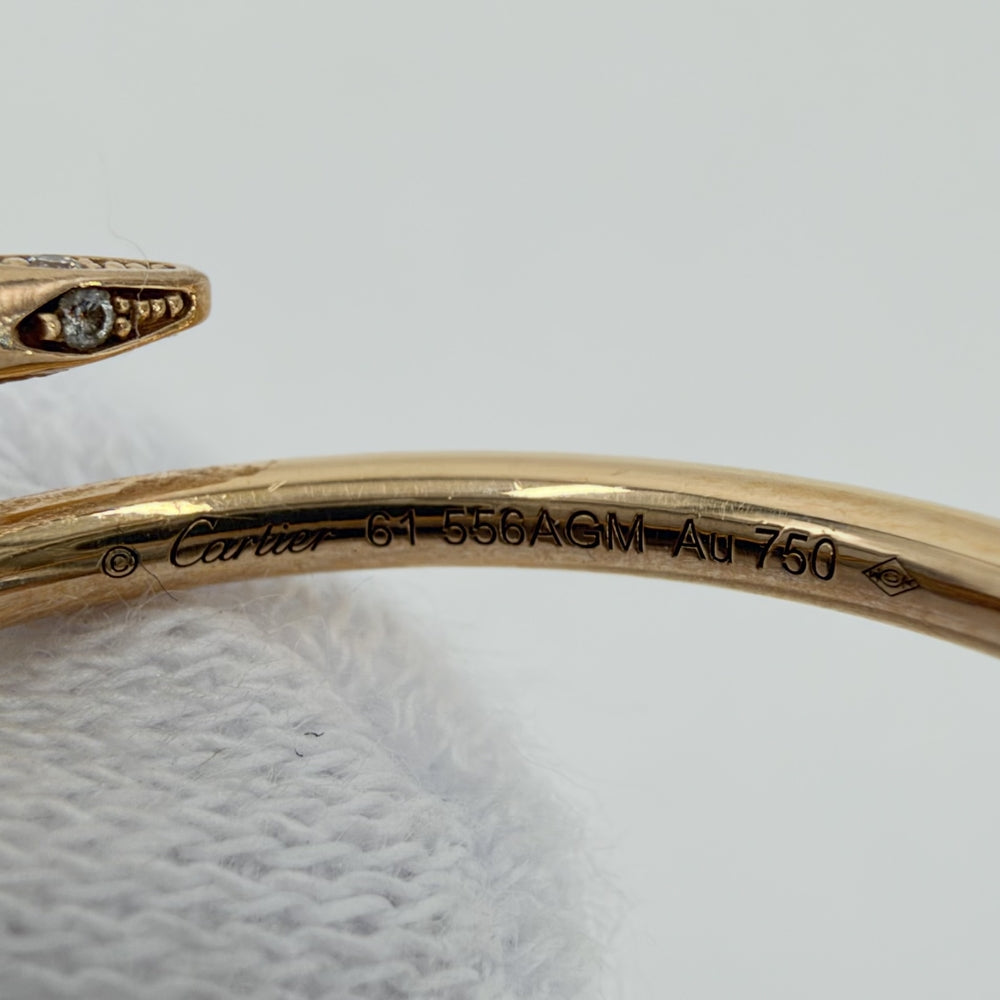 CARTIER カルティエ 指輪 ジュストアンクル リング アクセサリー ジュエリー セミパヴェ 18金PG Au750 釘 61サイズ K18ピンクゴールド ダイヤモンド 約21号 ゴールド レディース 約3.2g【中古品】
