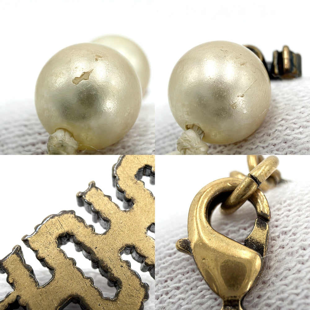Dior ディオール ネックレス ロゴ アクセサリー メタル フェイクパール ゴールド レディース 約16.4g【中古品】