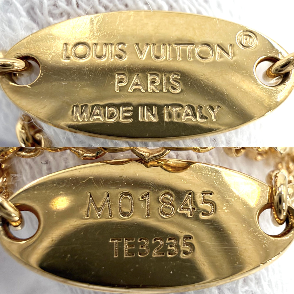 LOUIS VUITTON ルイヴィトン ネックレス レディLV アクセサリー 2連チェーン メタル ラインストーン M01845 ゴールド レディース 約12.5g【中古品】