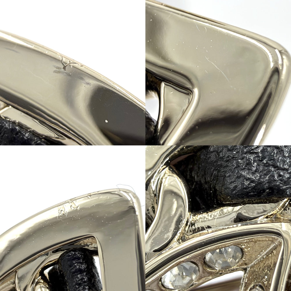 CHANEL シャネル ブローチ ココマーク チェーンモチーフ アクセサリー GP レザー AB5107 B23C シルバー レディース 約17.4g 2023年【中古品】