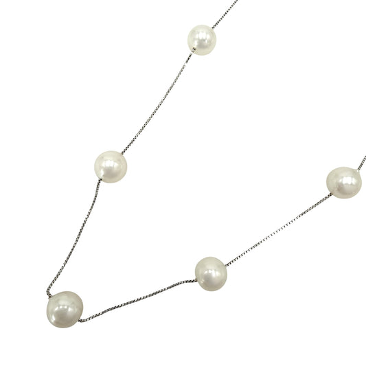 TASAKI タサキ ネックレス ステーションパール 真珠 アコヤ ロングネックレス 18金WG AU750 アクセサリー K18ホワイトゴールド パール レディース 約22.4g【中古品】