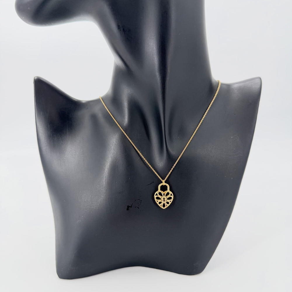 TIFFANY&Co. ティファニー ネックレス フィリグリーハート ペンダント ジュエリー アクセサリー 18金YG Au750 K18イエローゴールド ゴールド レディース 約3.8g【中古品】