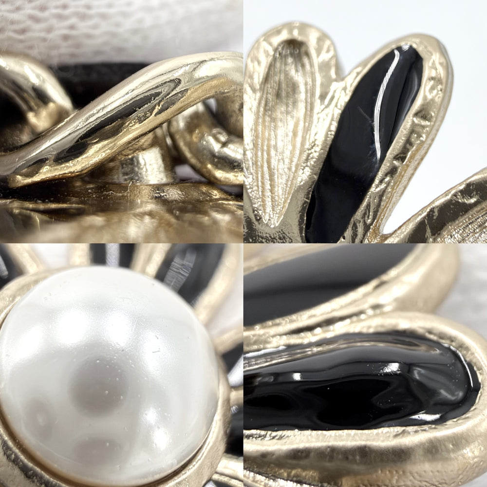 CHANEL シャネル ネックレス ココマーク フラワーモチーフ ストラス アクセサリー GP レザー ラインストーン AB9664 A22K シルバー レディース 約42.6g 2022年【中古品】