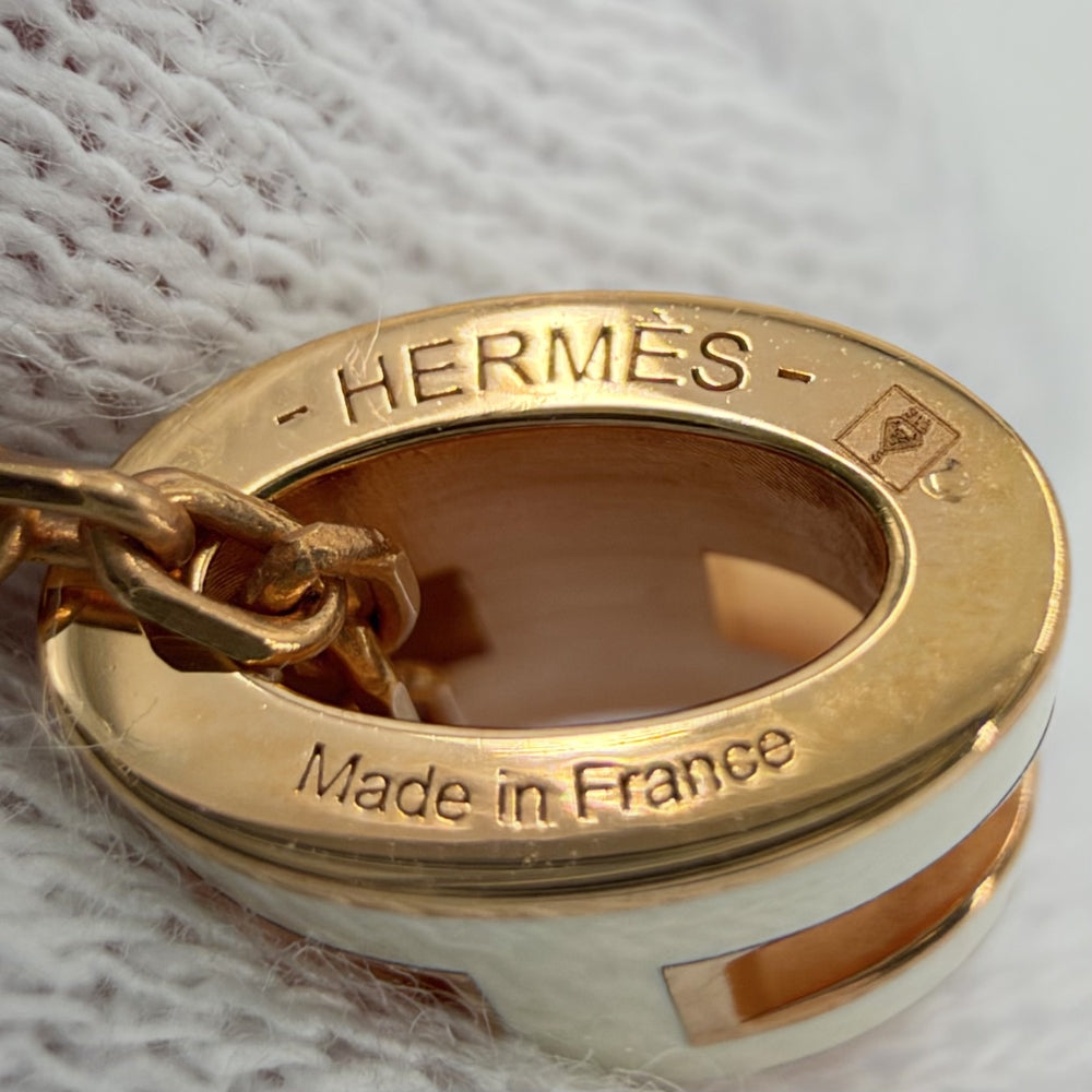 HERMES エルメス ネックレス ポップアッシュ ミニ アクセサリー メタル オフホワイト系 ゴールド レディース 約3.0g【中古品】