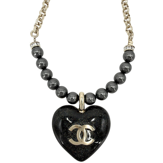 CHANEL シャネル ネックレス ココマーク ストラス アクセサリー ラインストーン フェイクパール ABA395 シルバー レディース 約31.0g 2023年【中古品】