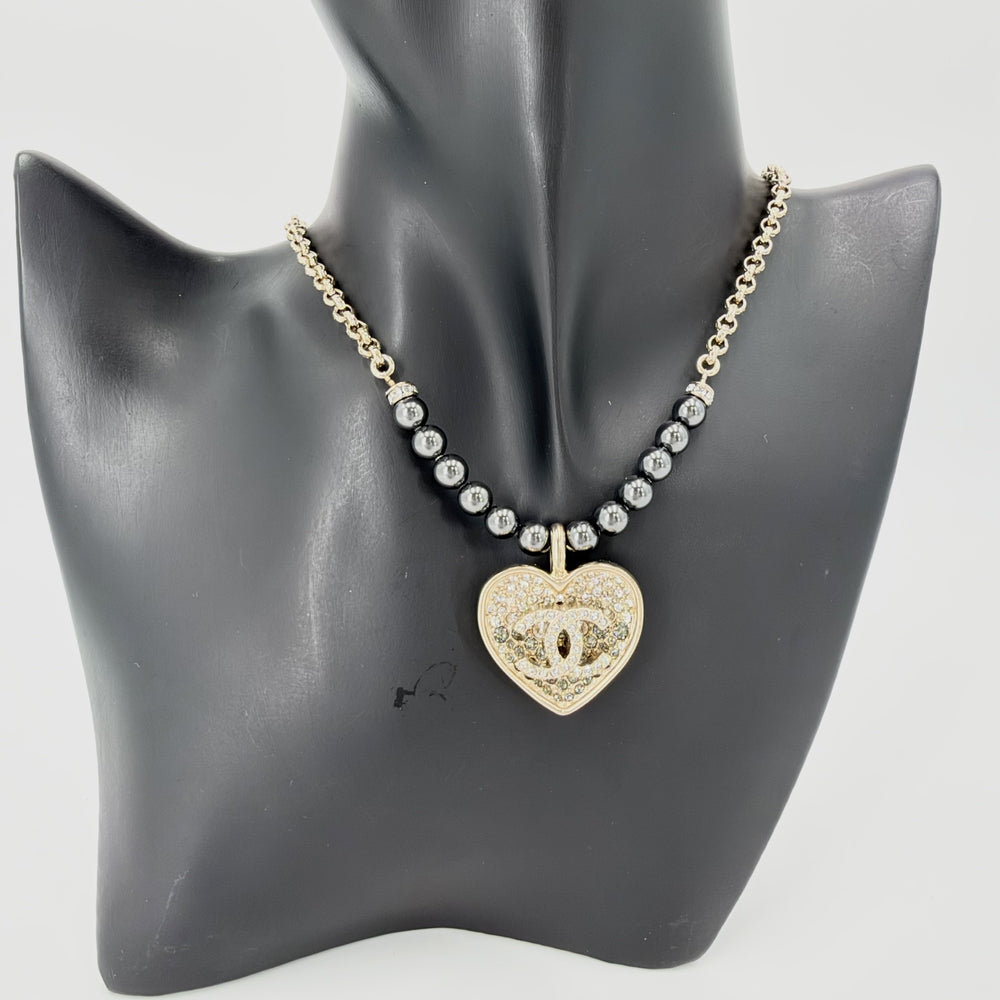 CHANEL シャネル ネックレス ココマーク ストラス アクセサリー ラインストーン フェイクパール ABA395 シルバー レディース 約31.0g 2023年【中古品】