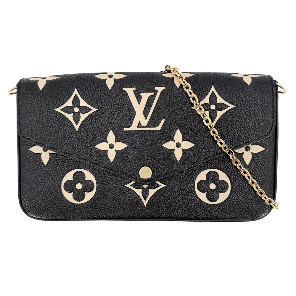 LOUIS VUITTON ルイヴィトン ショルダーバッグ モノグラムアンプラント ポシェットフェリシー チェーンウォレット M82479 レザー ブラック 黒 ベージュ ゴールド金具 レディース【中古品】