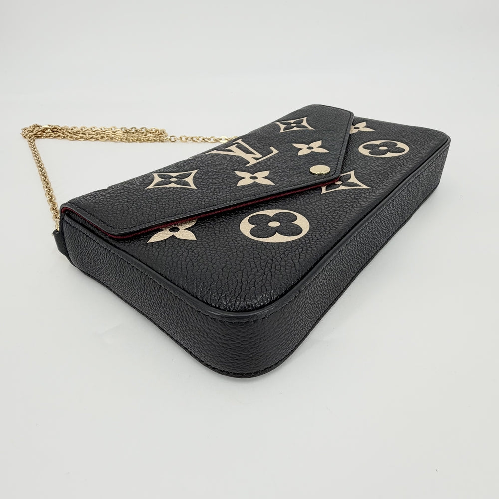 LOUIS VUITTON ルイヴィトン ショルダーバッグ モノグラムアンプラント ポシェットフェリシー チェーンウォレット M82479 レザー ブラック 黒 ベージュ ゴールド金具 レディース【中古品】