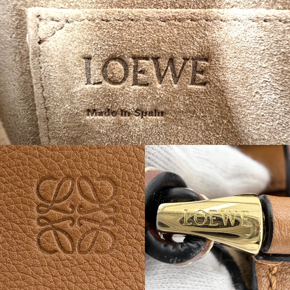 LOEWE ロエベ ショルダーバッグ アナグラムロゴ ゲートバッグ スモール レザー ブラウン 茶 ゴールド金具 レディース【中古品】