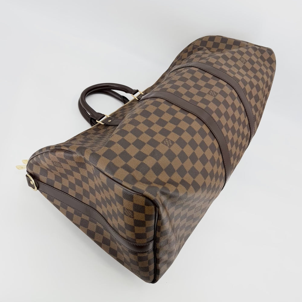 LOUIS VUITTON ルイヴィトン ボストンバッグ キーポルバンドリエール55 旅行バッグ トラベルバッグ ショルダーバッグ N41414 ダミエキャンバス ブラウン 茶 ゴールド金具 ユニセックス【中古品】