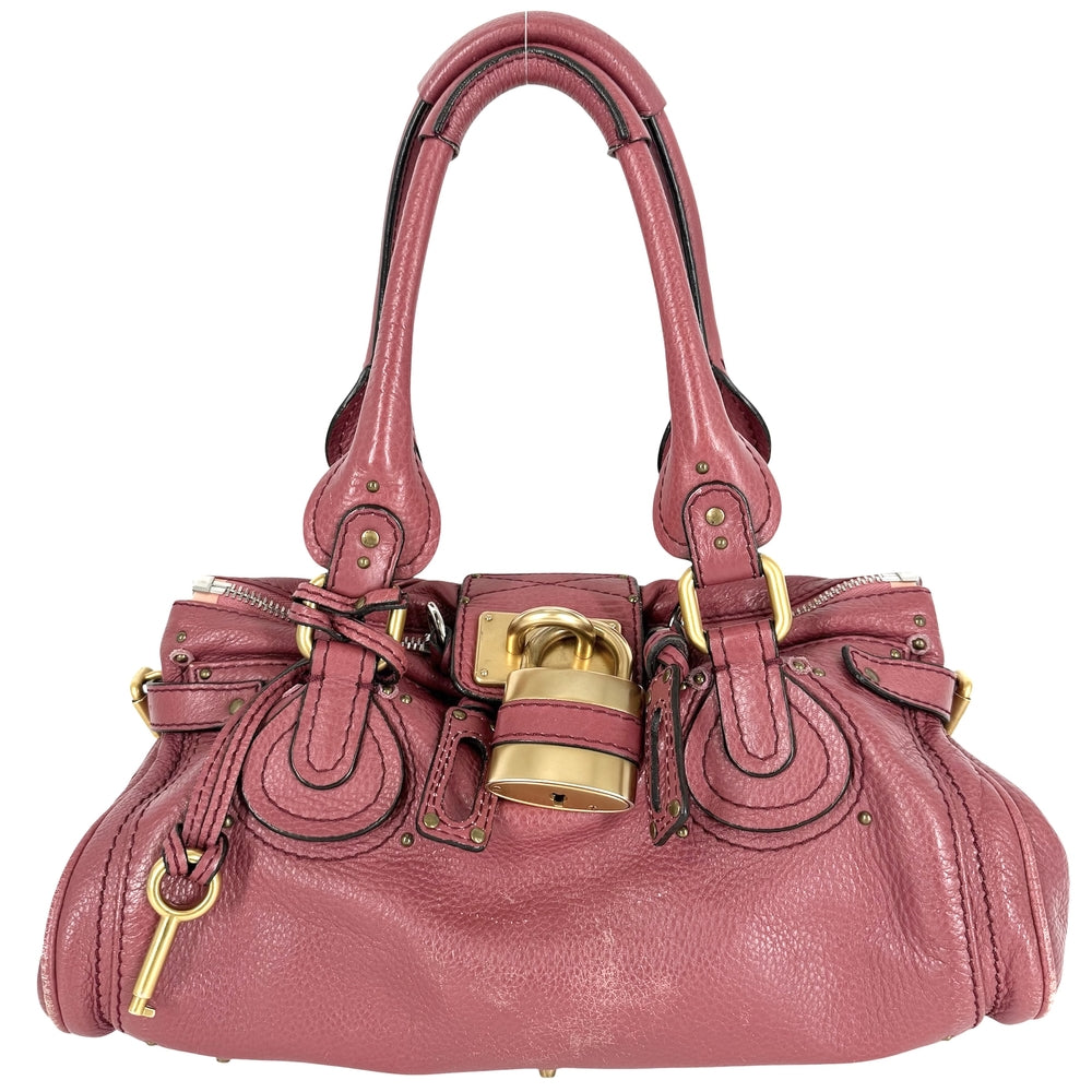 Chloe クロエ ハンドバッグ パディントン レザー ピンク ゴールド×シルバー金具 レディース【中古品】